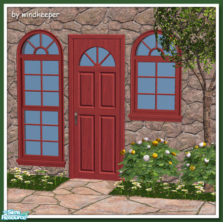 Sims 2 — Long Island Door - red by Windkeeper — Recolor of Long Island Door from this set. Will also work for Long Island