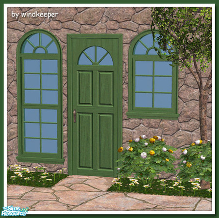Sims 2 — Long Island Door - green by Windkeeper — Recolor of Long Island Door from this set. Will also work for Long