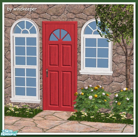 Sims 2 — Long Island Door - bright red by Windkeeper — Recolor of Long Island Door from this set. Will also work for Long