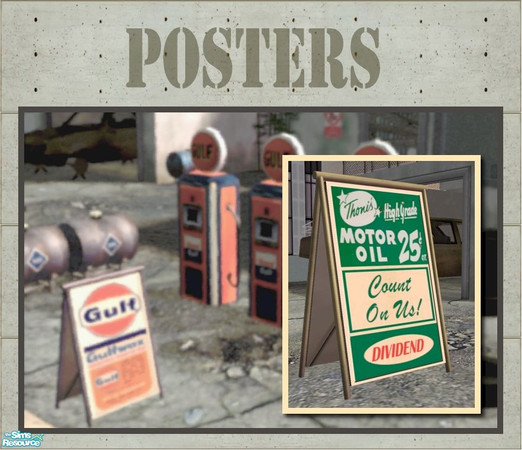 Sims 2 — Poster Recolour - Gold Frame by Cyclonesue — A gas memorobillia poster recolour. Don't forget to get the mesh!