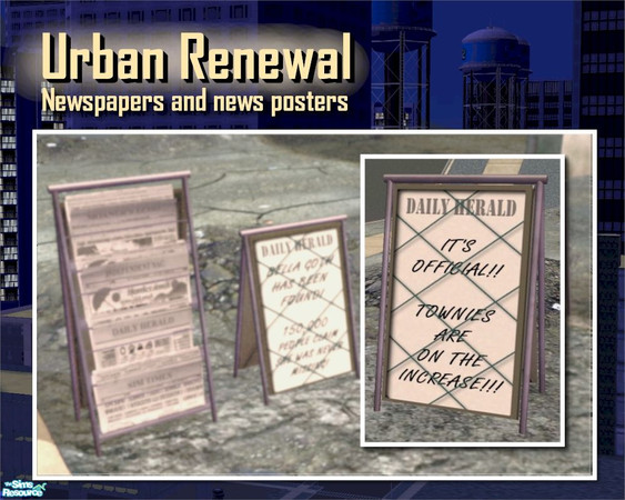 Sims 2 — Townies Newspaper Poster by Cyclonesue — A recolour for the newspaper advertising poster. Don't forget to get