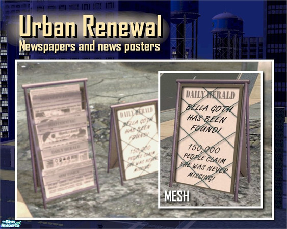 Sims 2 — Newspaper Poster - New Mesh by Cyclonesue — Newspaper advertising poster. This mesh is easy to recolour!
