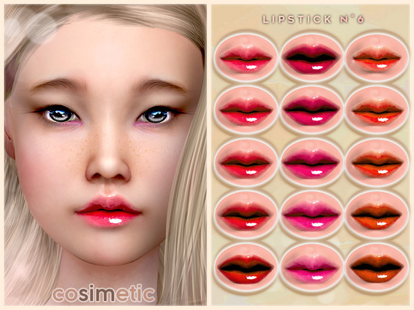 Sims 4 — Lipstick N6 by cosimetic — - This lipstick can use on all genders and from teen to elder. - Contains [ 15 ]