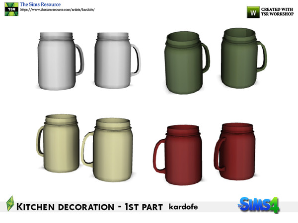 Sims 4 — kardofe_Kitchen decoration_Pitchers by kardofe — Two jars turned into pitchers in four different colour options 