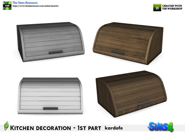 Sims 4 — kardofe_Kitchen decoration_Breadbox by kardofe — Wooden breadbox, in four colour options 