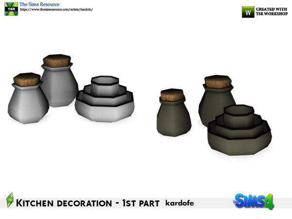Sims 4 — kardofe_Kitchen decoration_Jars and bowls by kardofe — Set of two small salt shakers and a few stacked bowls, in