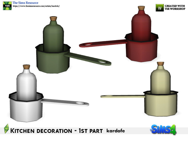 Sims 4 — kardofe_Kitchen decoration_Saucepan by kardofe — Bottle inside a ladle, in four different options 