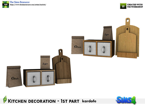 Sims 4 — kardofe_Kitchen decoration_Tables and package by kardofe — Decorative set of two small drawers, two packages and