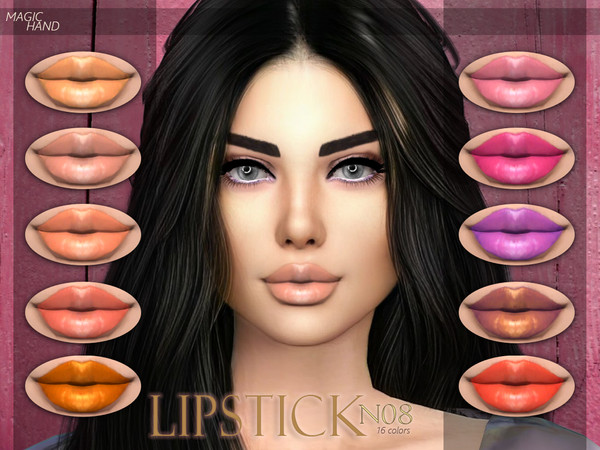 Sims 4 — [MH] Lipstick N08 by MagicHand — --16 available colors-- --Compatible with HQ settings-- --CAS thumbnail-- Have