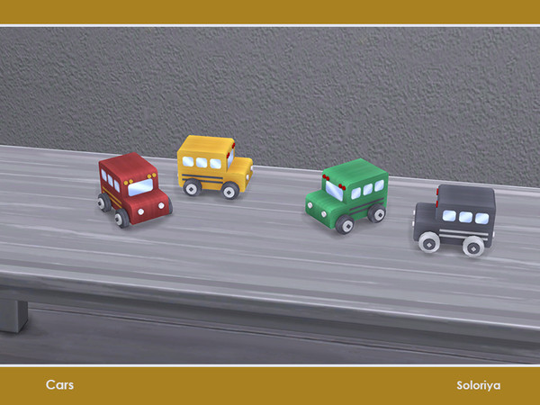 Sims 4 — Cars. School Bus by soloriya — School bus, decorative toy. Part of Cars set. 4 color variations. Category: