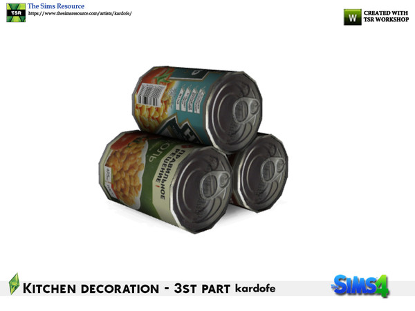 Sims 4 — kardofe_Kitchen decoration_Cans 1 by kardofe — Group of three lying down and stacked cans, decorative 