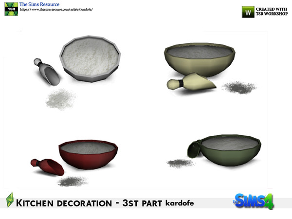 Sims 4 — kardofe_Kitchen decoration_Flour bowl by kardofe — Bowl with flour with a small stick and some spilled flour, in