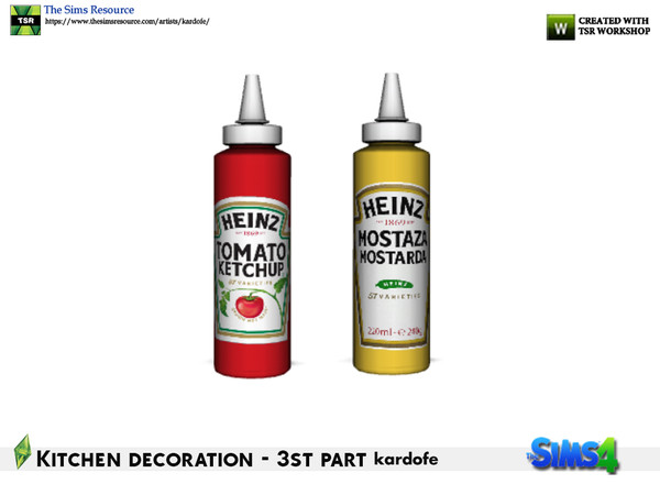 Sims 4 — kardofe_Kitchen decoration_ketchup and mustard by kardofe — Group of two cans of sauce, ketchup and mustard,