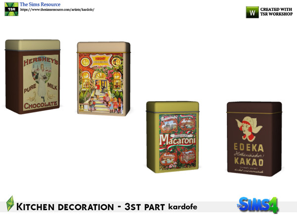 Sims 4 — kardofe_Kitchen decoration_Kitchen cans by kardofe — Antique tin cans to decorate the kitchen, in four different