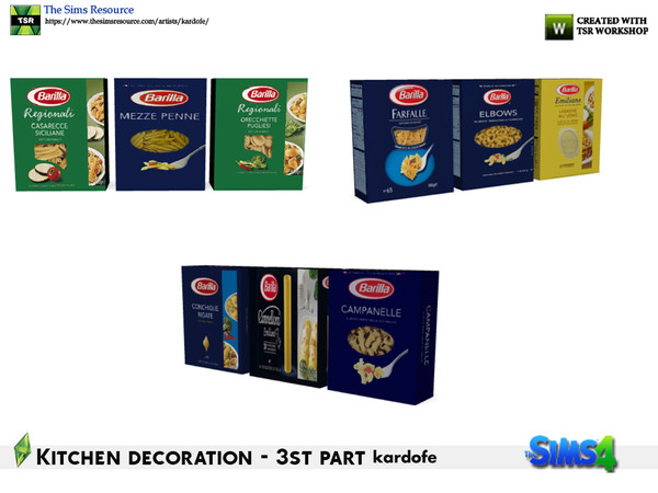 Sims 4 — kardofe_Kitchen decoration_Pasta by kardofe — Group of 3 pasta packages, in three different options 