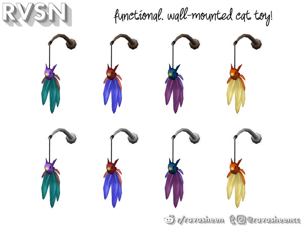 Sims 4 — Meow-dern Wall Mounted Cat Toy by RAVASHEEN — Keep your simmie's cat active and entertained with this Meow-dern