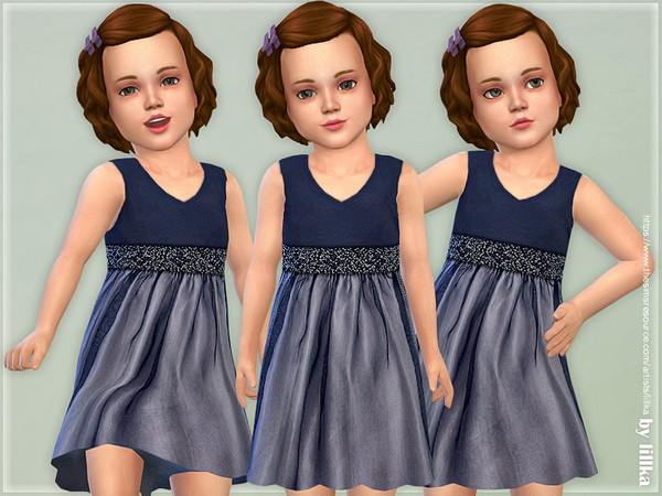 Sims 4 — Navy Sparkle Dress [NEEDS TODDLER STUFF] by lillka — Navy Sparkle Dress for Toddler Girls YOU NEED the Toddler
