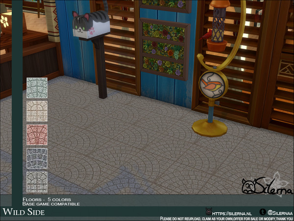 Sims 4 — Wild Side by Silerna — Half round shaped tiles for outside in 5 different shades. -Base game compatible. -5