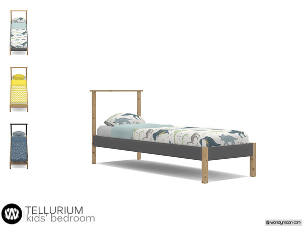 Sims 4 — Tellurium Single Bed by wondymoon — - Tellurium Kids' Bedroom - Single Bed - Wondymoon|TSR - Creations'2020