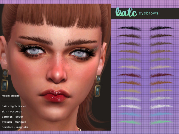 Sims 4 — [ Kate ] - Eyebrows by Screaming_Mustard — New eyebrows for Sims. For females, toddler +. With custom thumb