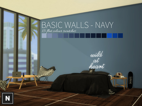 Sims 4 — netsims - basic walls - navy by networksims — Flat colour walls in 15 navy tones.