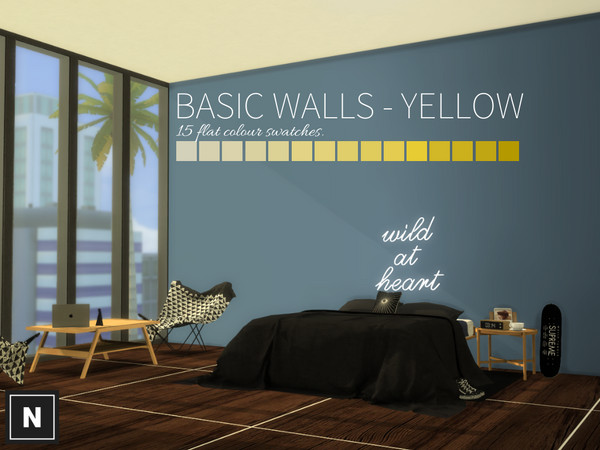 Sims 4 — netsims - basic walls - yellow by networksims — Flat colour walls in 15 yellow tones.