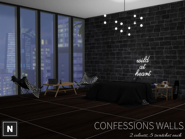 Sims 4 — netsims - confessions - walls by networksims — A 5 swatch stone mural in two colours 5 swatches, place one of