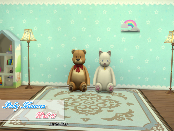Sims 4 — Ruby Macaron wall 01 little star by rubychingu — Ruby Macaron wall 01 little star * 5 swatchs * 3 heights *