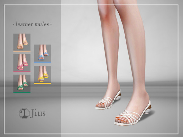 Sims 4 — Jius-leather mules-01 - Luxury Party needed by Jius — -Leather mules -6 colors -Remodel feet -Hot weather