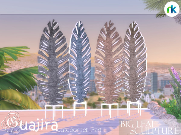 Sims 4 — Nikadema Guajira Leaf Sculpture Big by nikadema — A big and modern sculpture of a leaf Four color options 