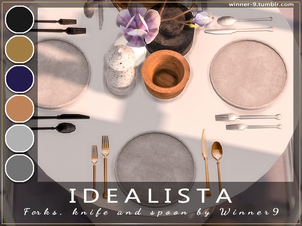 Sims 4 — Idealista Forks, knife and spoon by Winner9 — Forks, knife and spoon from my dining set Idealista, you can find