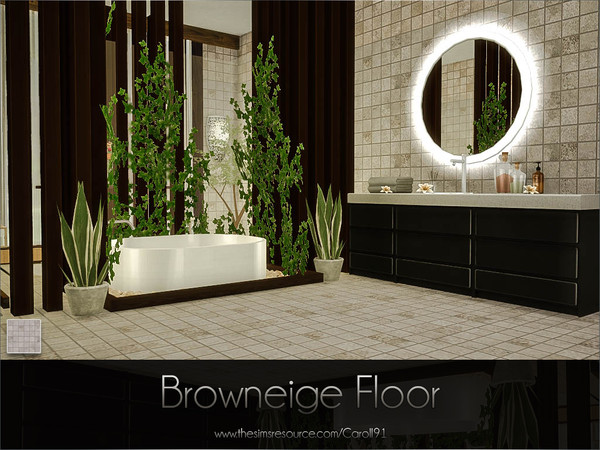 Sims 4 — Browneige Floor by Caroll912 — A single recolour tile floor in light brown and grey tones. Suitable for indoor