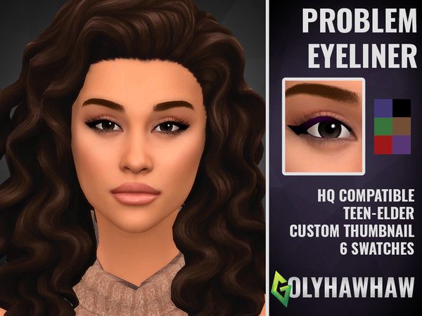Sims 4 — Problem Eyeliner by Golyhawhaw — Ariana Grande based eyeliner. Comes in dark, subtle colours. Required for my