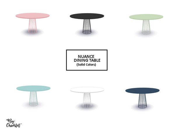 Sims 4 — Nuance Dining Table Colors by Chicklet — Part of the Nuance Dining Room Set Includes: Dining Table, 6 Swatches