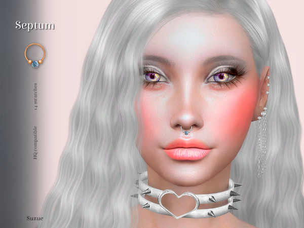 Sims 4 — Septum by Suzue — -New Mesh (Suzue) -14 Swatches -For Female and Male (Teen to Elder) -Ring Category (Index
