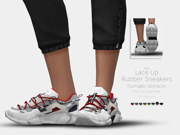 Sims 4 — Lace Up Rubber Sneakers [Female Version] by DarkNighTt — Lace Up Rubber Sneakers [Female Version] Have 8 colors.