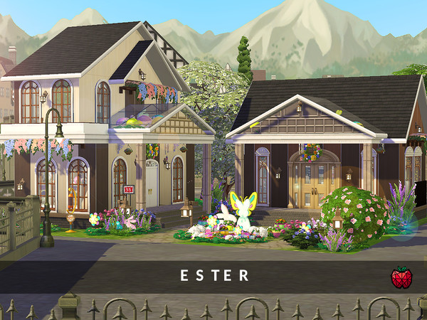 Sims 4 — Ester shop by melapples — a nice little chocolate shop and a cafe. easter/spring decorated. enjoy! this lot has