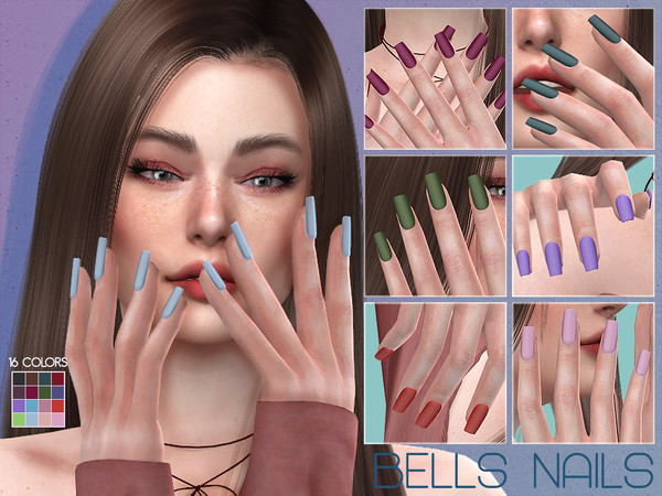 Sims 4 — LMCS Bells Nails N7 by Lisaminicatsims — -New Mesh -16 swatches -All Skin