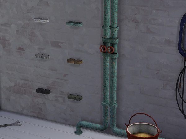 Sims 4 — Double Flange by Cyclonesue — A 1 x 1 section of pipe from my pipe sets. Comes in 6 nice and not-so-nice