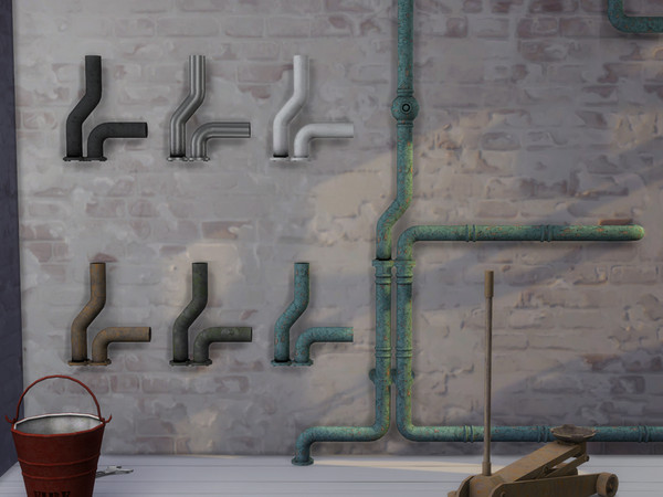 Sims 4 — Double Pipe Split (right) by Cyclonesue — A 1 x 1 section of pipe from my pipe sets. Comes in 6 nice and