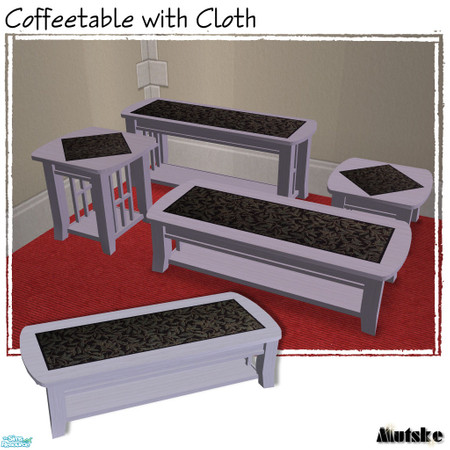 Sims 2 — Coffeettable with Cloth 2 Tile - White by Mutske — Recolors from the Tropical Table with Cloth. In 7 wood