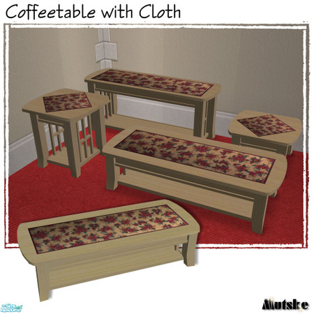 Sims 2 — Coffeettable with Cloth 2 Tile - Pine by Mutske — Recolors from the Tropical Table with Cloth. In 7 wood