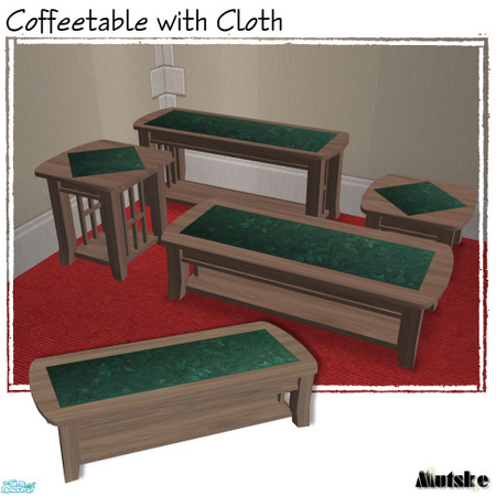Sims 2 — Coffeettable with Cloth 2 Tile - Cedar by Mutske — Recolors from the Tropical Table with Cloth. In 7 wood