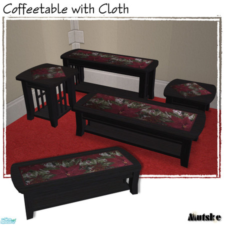 Sims 2 — Coffeettable with Cloth 2 Tile - Black by Mutske — Recolors from the Tropical Table with Cloth. In 7 wood