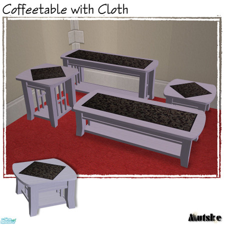 Sims 2 — Coffeetable with Cloth 1 Tile - White by Mutske — Recolors from the Tropical Table with Cloth. In 7 wood