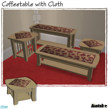 Sims 2 — Coffeetable with Cloth 1 Tile - Pine by Mutske — Recolors from the Tropical Table with Cloth. In 7 wood textures