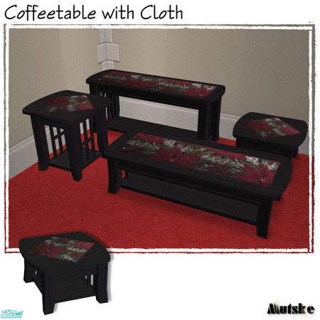 Sims 2 — Coffeetable with Cloth 1 Tile - Black by Mutske — Recolors from the Tropical Table with Cloth. In 7 wood
