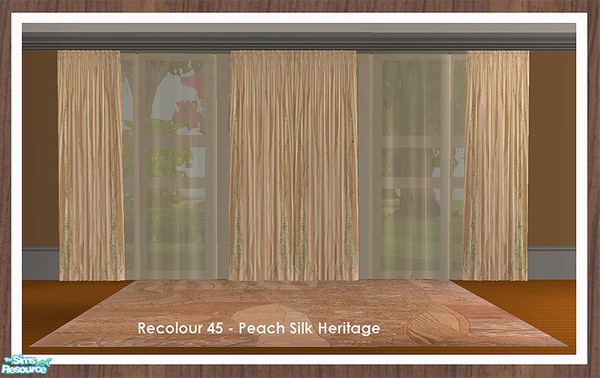 Sims 2 — Curtain Recolour - Peach Heritage by simtomatic — Recolours all files in peach silk heritage.
