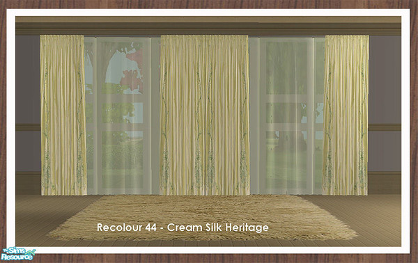Sims 2 — Curtain Recolour - Cream Heritage by simtomatic — Recolours all files in cream silk heritage.