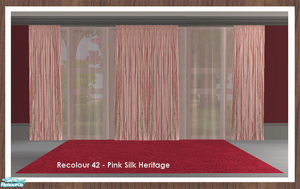 Sims 2 — Curtain Recolour - Pink Heritage by simtomatic — Recolours all files in pink silk heritage.